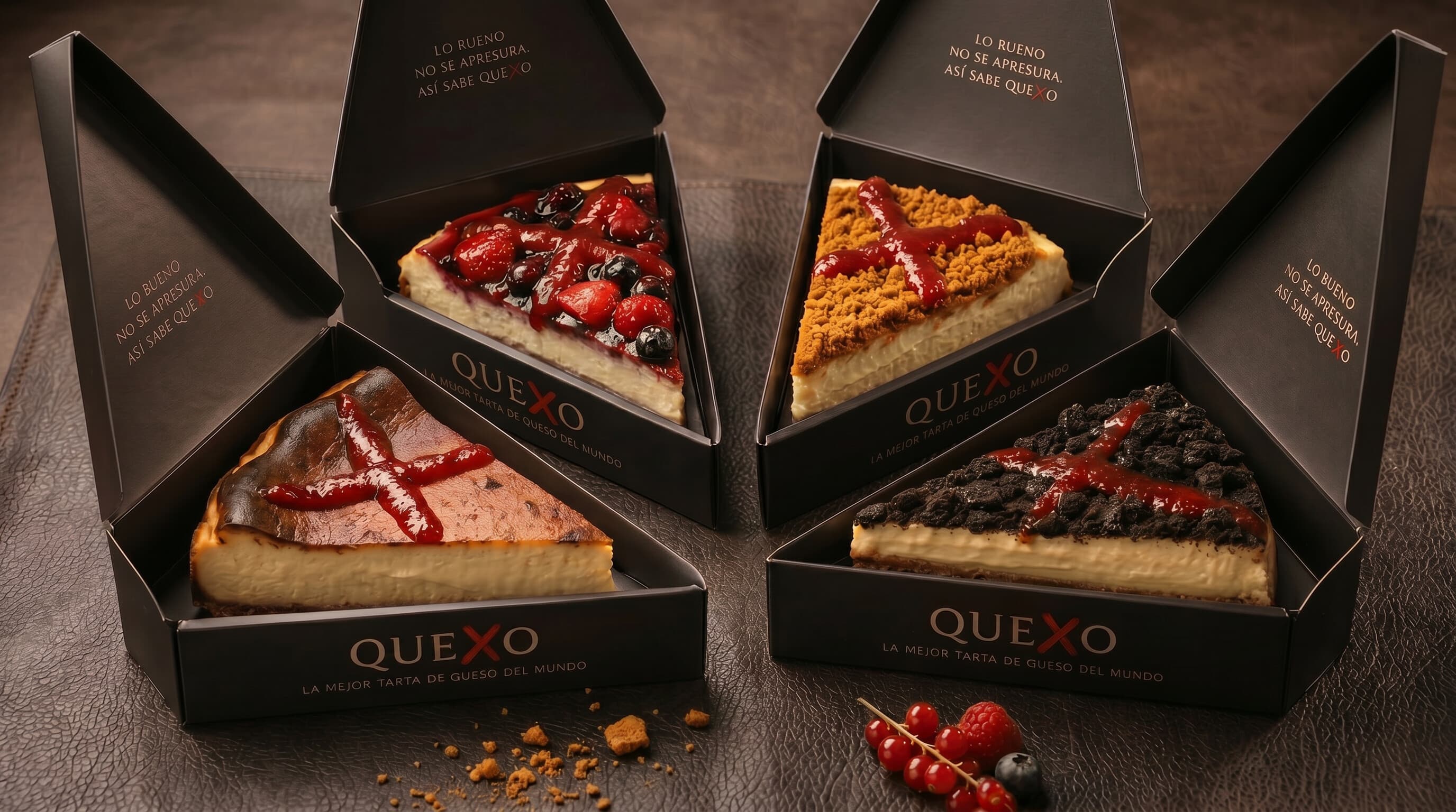Pack Degustación: porciones de tarta de queso Quexo en su caja