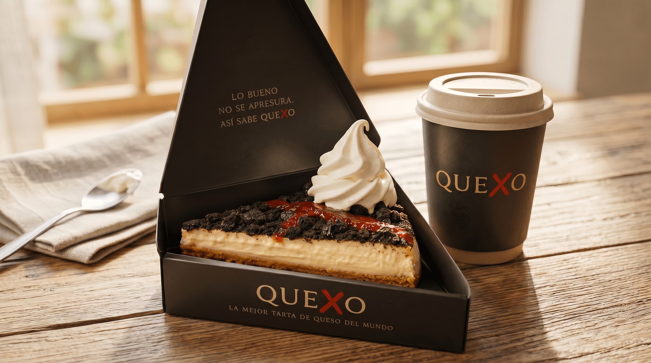 Pack Desayuno: porciones de tarta de queso Quexo en su caja